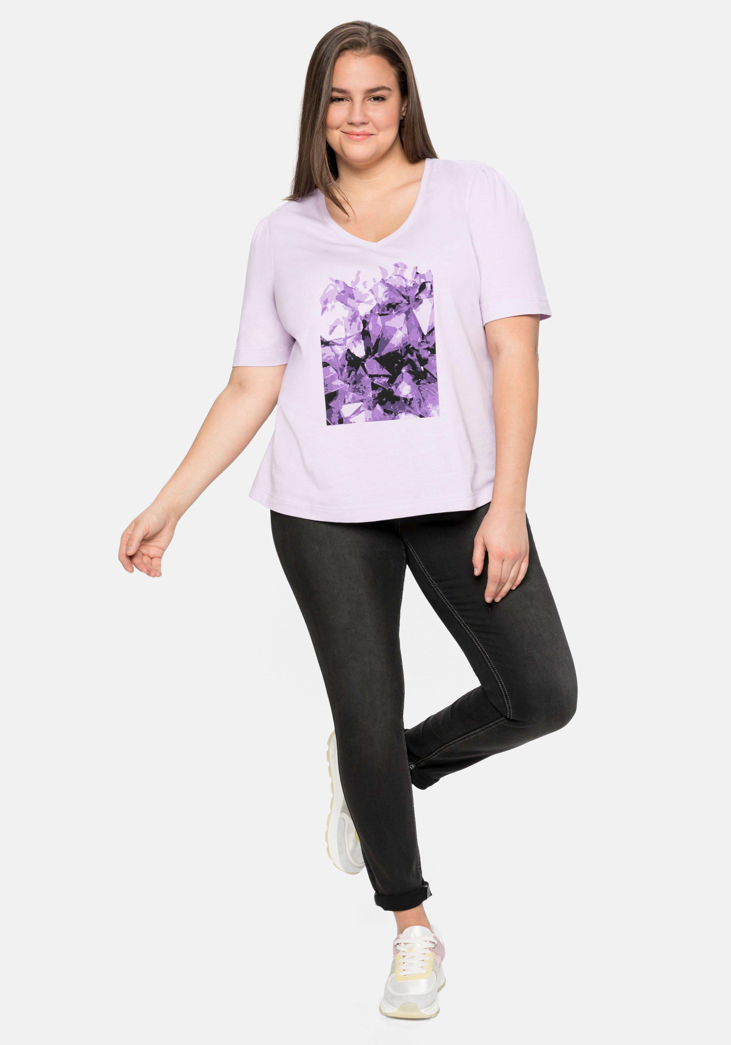 Shirt aus Jersey, mit V-Ausschnitt und Frontdruck