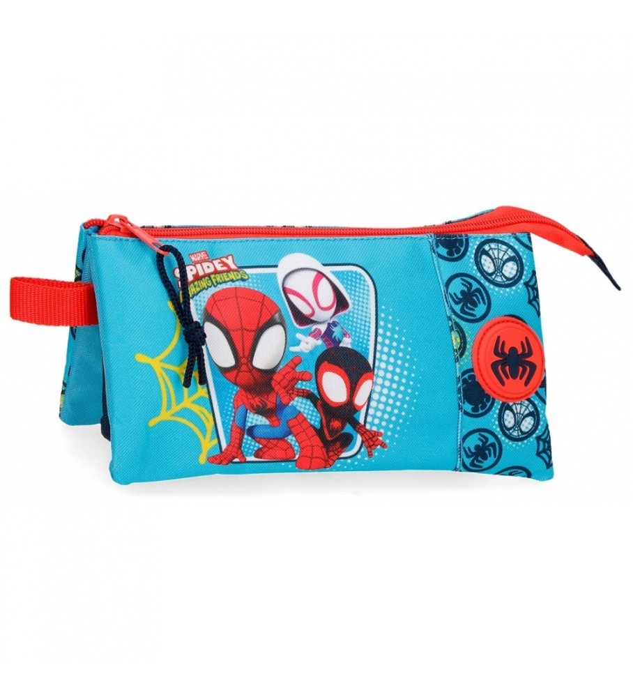 Estojo para lápis Joumma Bags Spidey Team com três compartimentos, azul