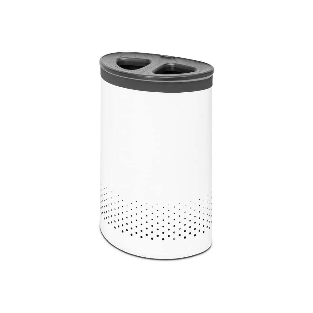 Brabantia - Corbeille à Linge Selector - Deux Triez Compartiments - Portable Sac à Linge - L'ouverture Quick-Drop - Orifices de Ventilation - Pas de Rayures - Peu encombrant - Blanc - 55 L : Cuisine et Maison
