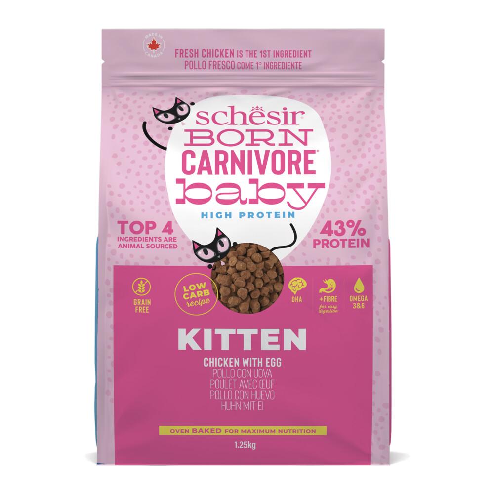 Schesir Born Carnivore Kitten Kattenvoer Chicken & Egg1,25 kg