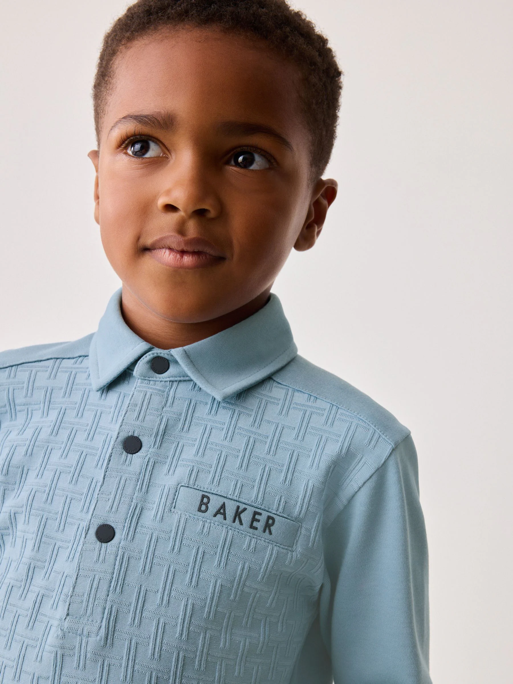 Blauw - Baker by Ted Baker set van 100% katoenen poloshirt en broek met textuur
