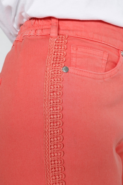 Hose, Slim Fit, seitliches Spitzenband, 5-Pocket