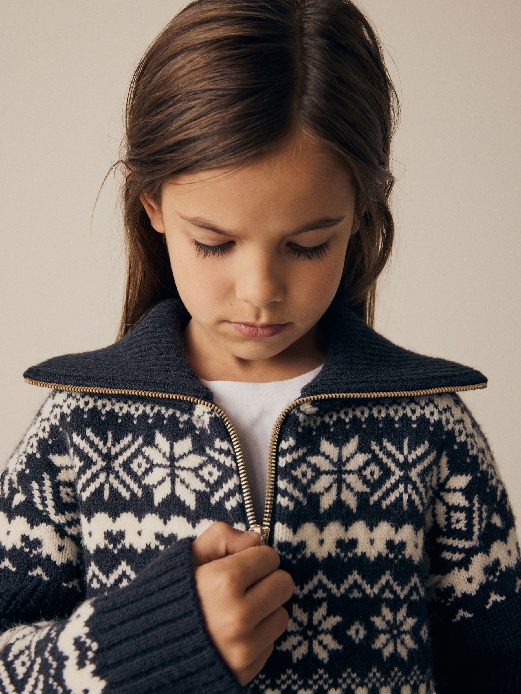Zwart/wit - Bijpassende familie kersttrui met fair isle-motief voor kinderen (3-16jr)