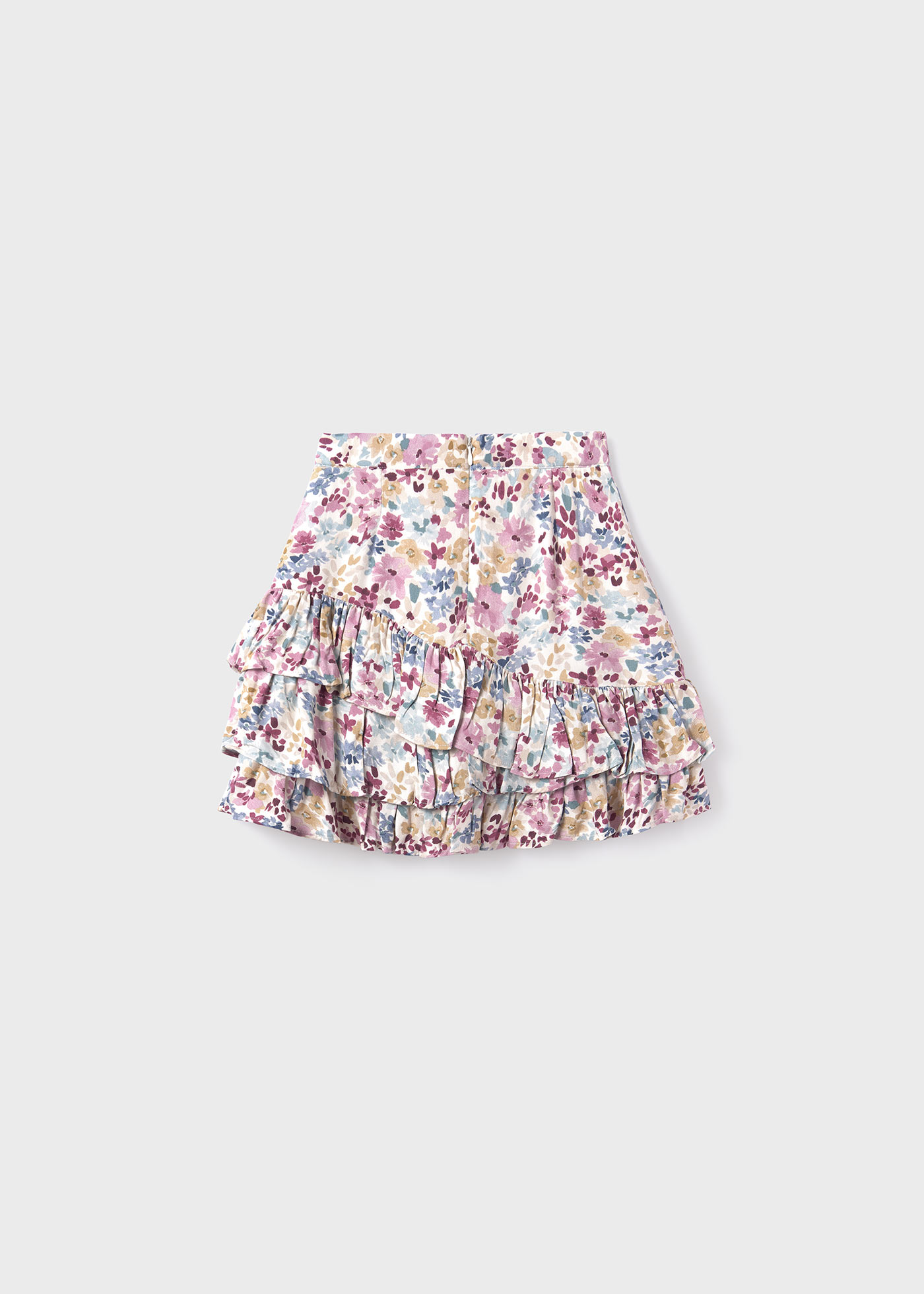 Saia infantil estampada com babados