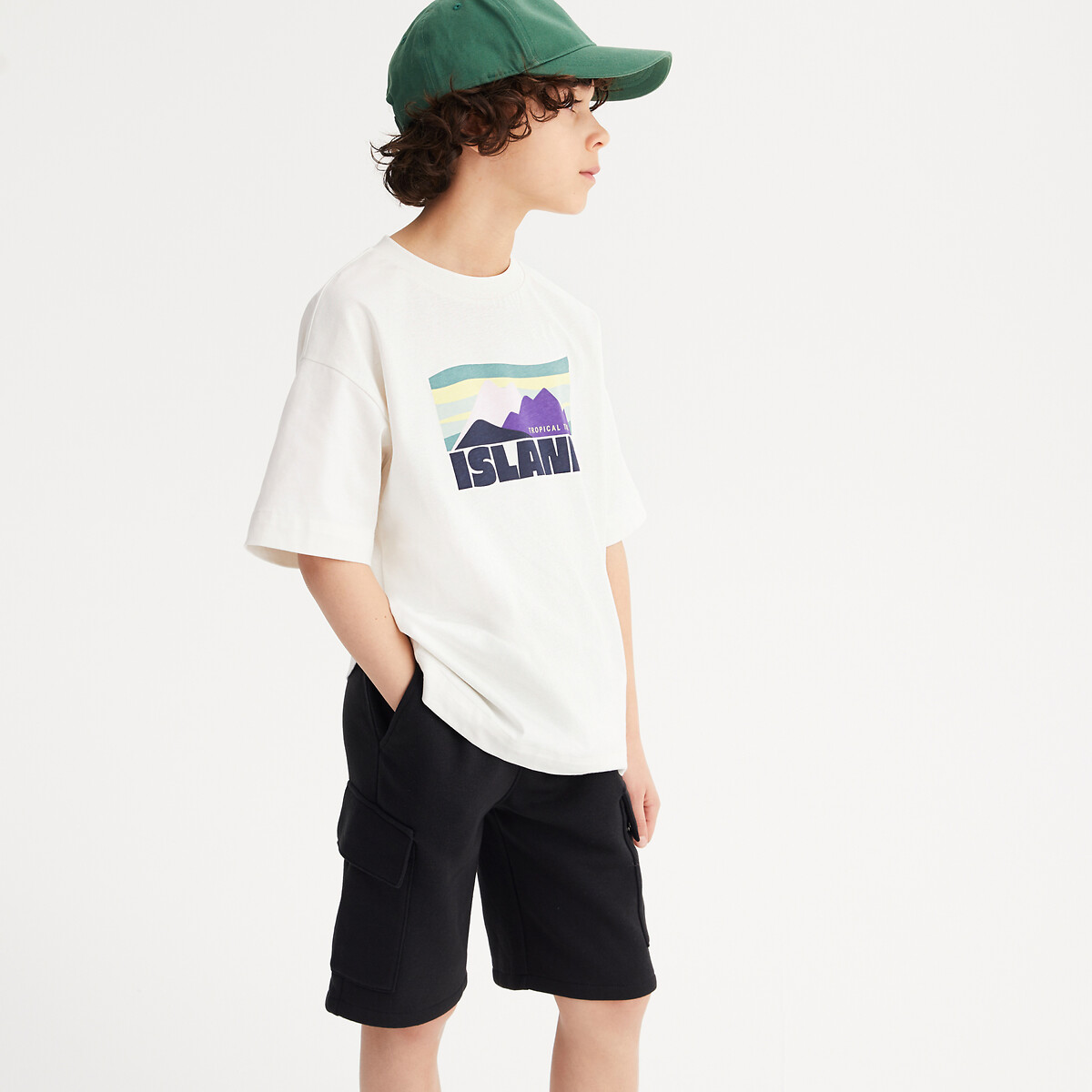COLEÇÃO LA REDOUTE<br>Camiseta de gola redonda com estampa de montanha