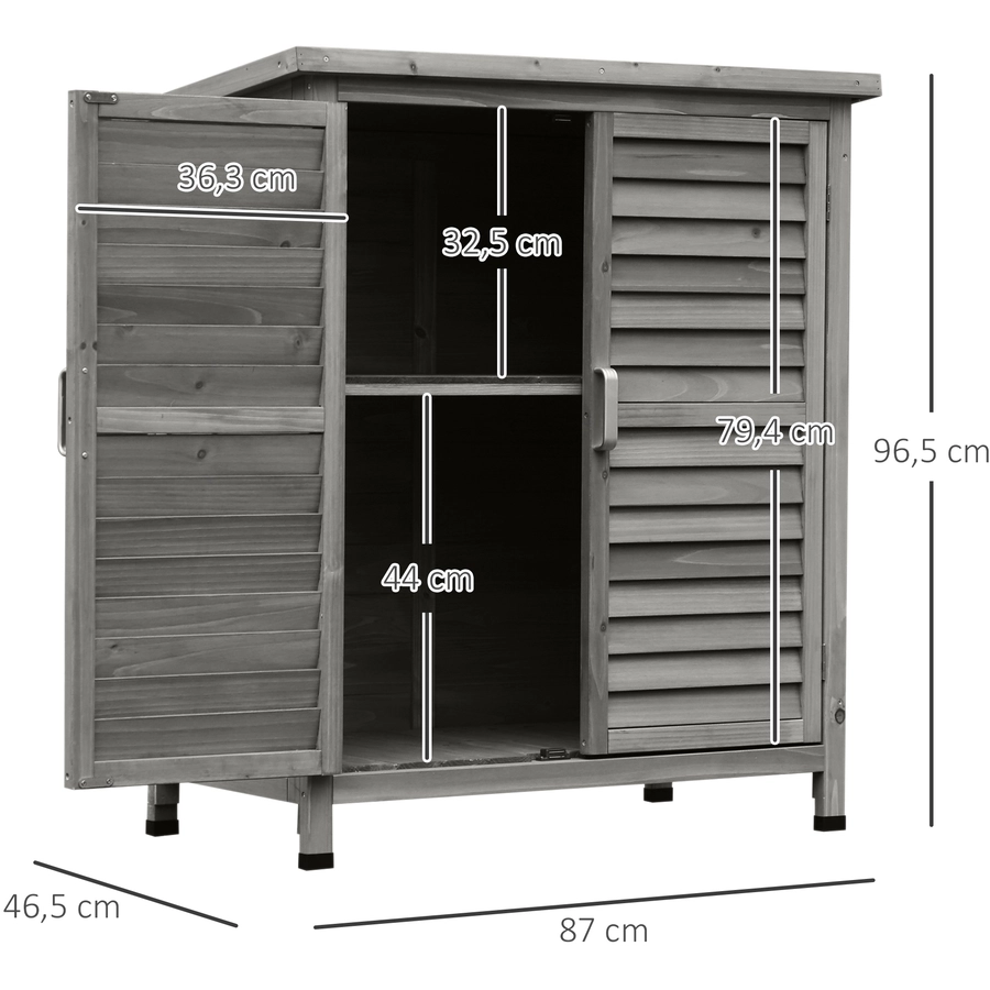 Outsunny Geräteschrank mit Lamellentüren grau