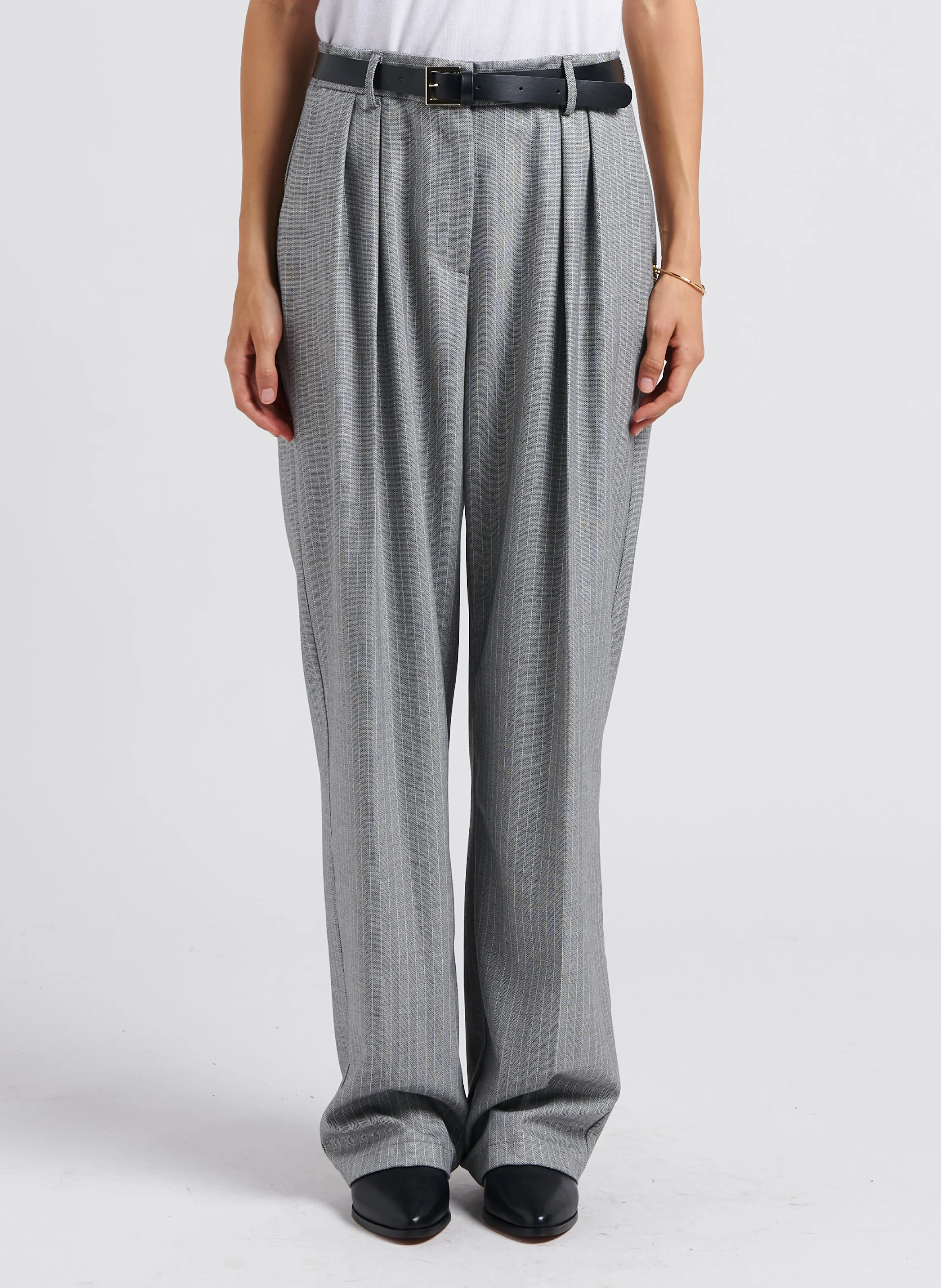 Pantalon palazzo taille haute large | Noir