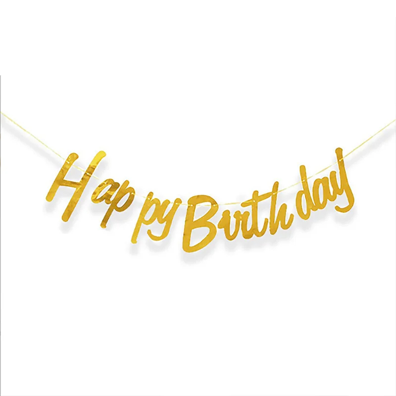 (3er Set) Happy Birthday Girlande Geburtstags Party Deko Accessoire Banner - Silber / Gold / Roségold