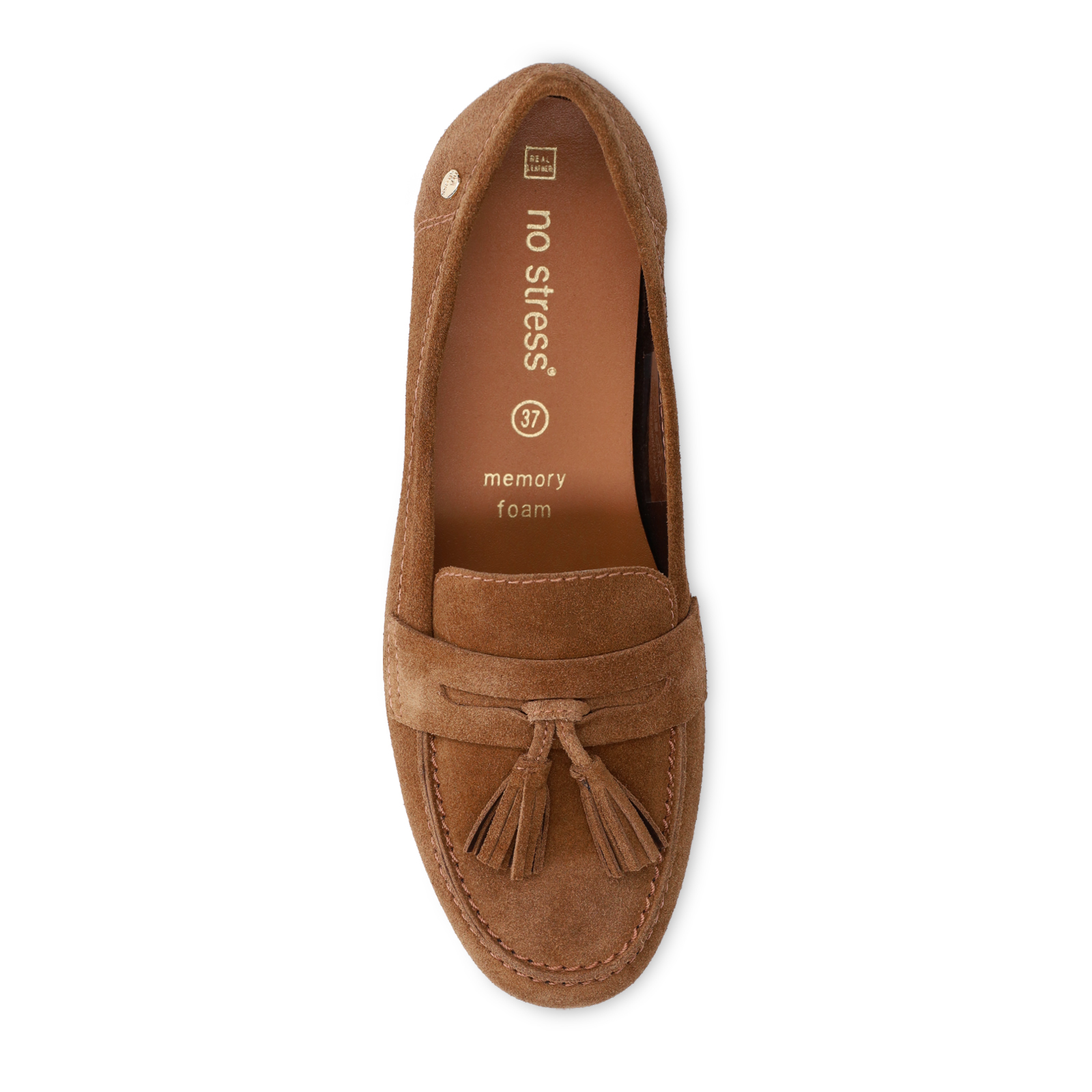 Bruine suède loafers met franjes