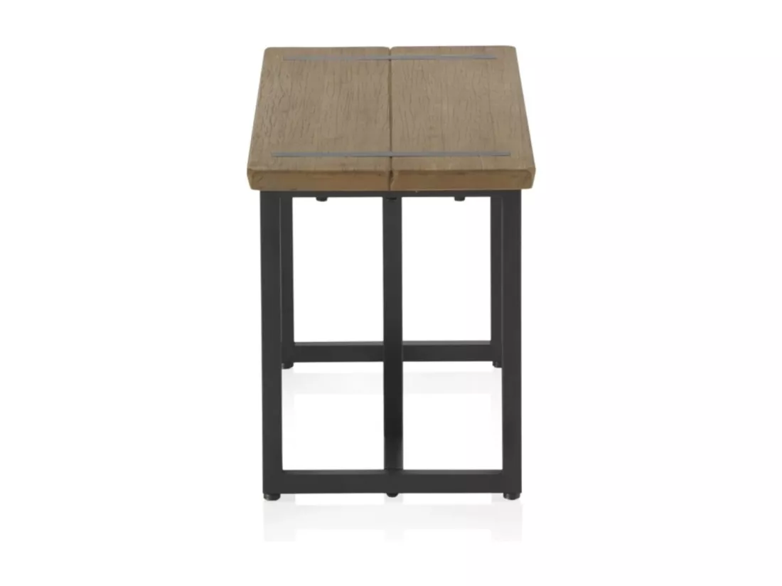 Petite banquette métallique avec assise en bois