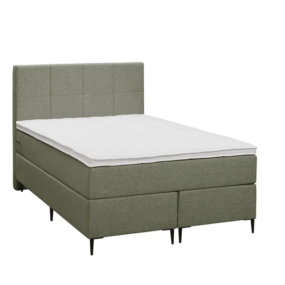 Boxspring Liv geblokt - groen - 120x200 cm - slanke poot