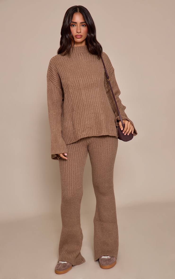 Moka Pantalon Petite Large En Maille Côtelée
