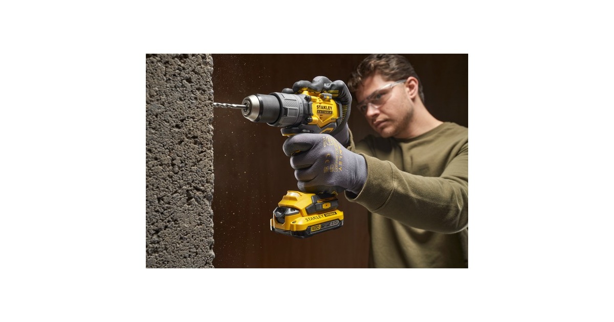 StanleyFATMAX V20 18V borstelloze schroefklopboormachine  (Geel/zwart, Accu en oplader niet inbegrepen)