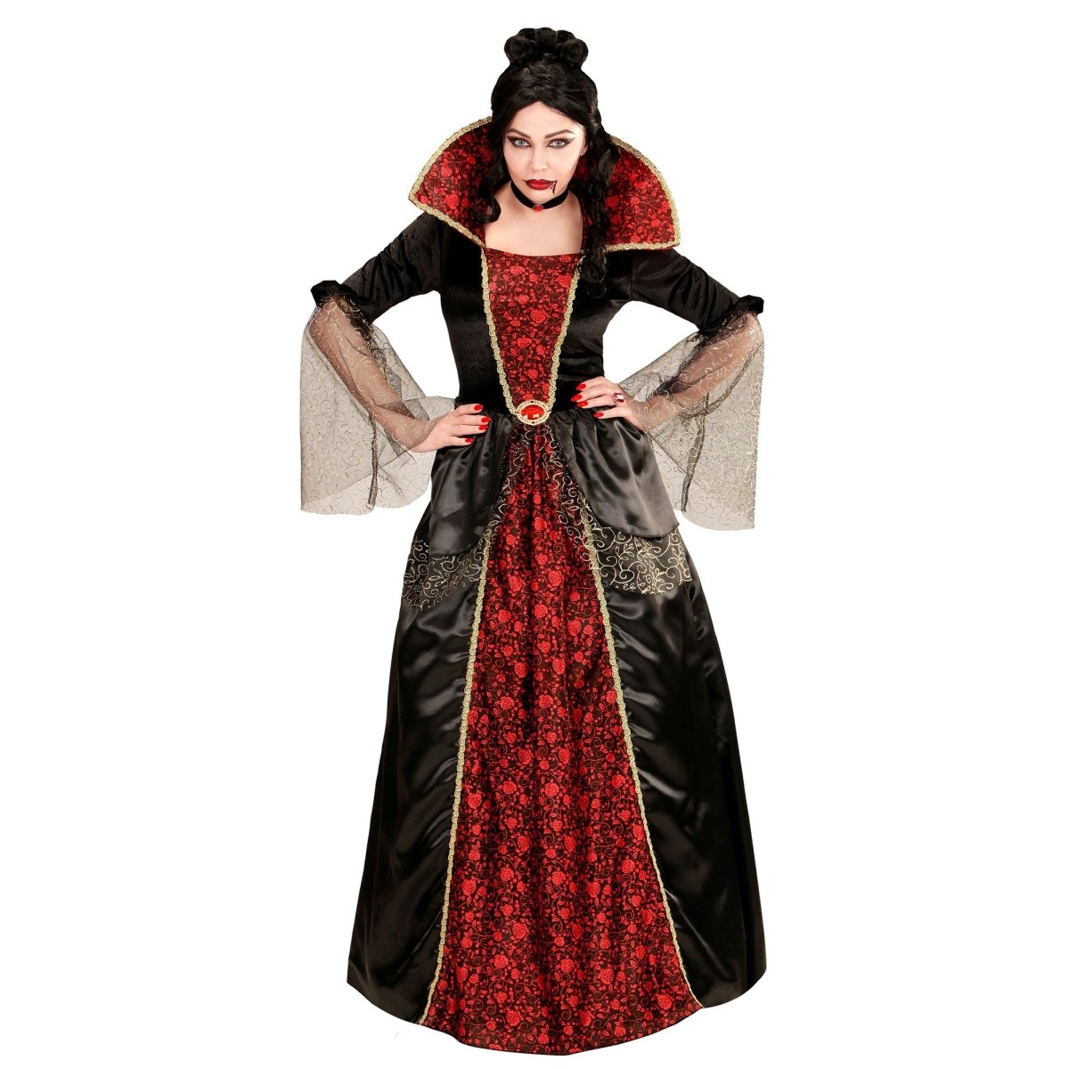Halloween Jurk Rood Zwart Dames Vampier