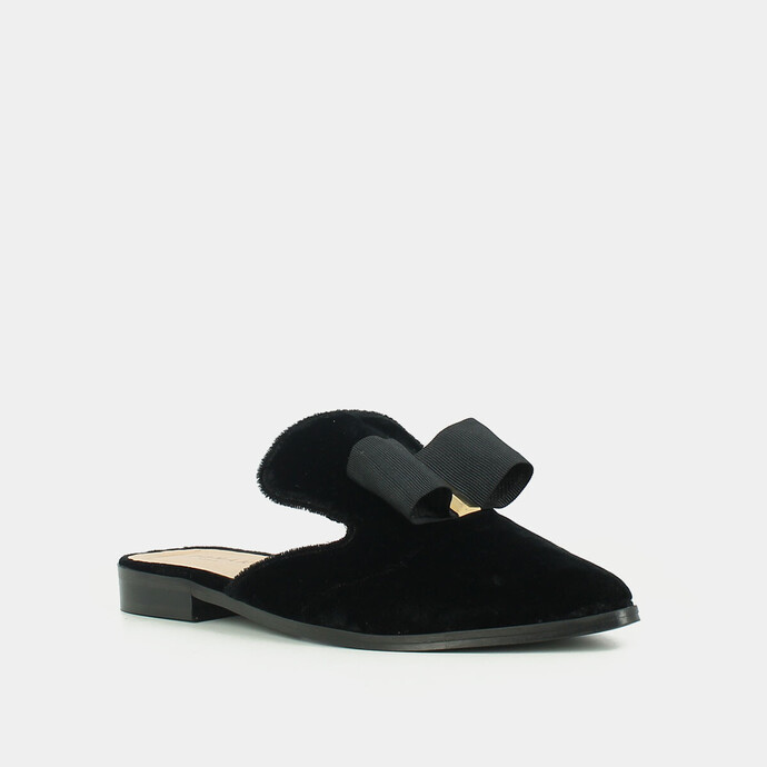 Mules à nœud  en velours textile noir