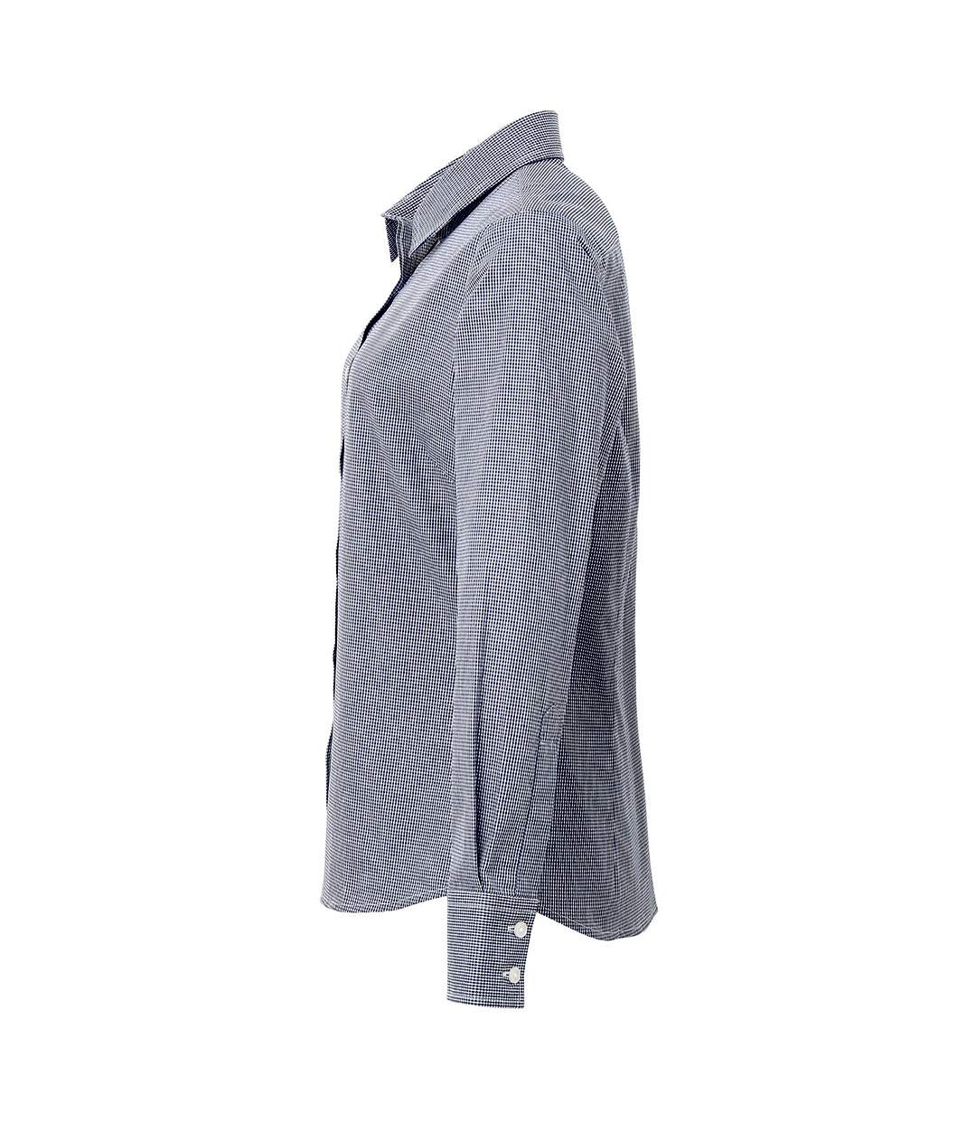 Premier Microcheck - Chemise à manches longues - Femme (Bleu marine/Blanc) - UTRW5523