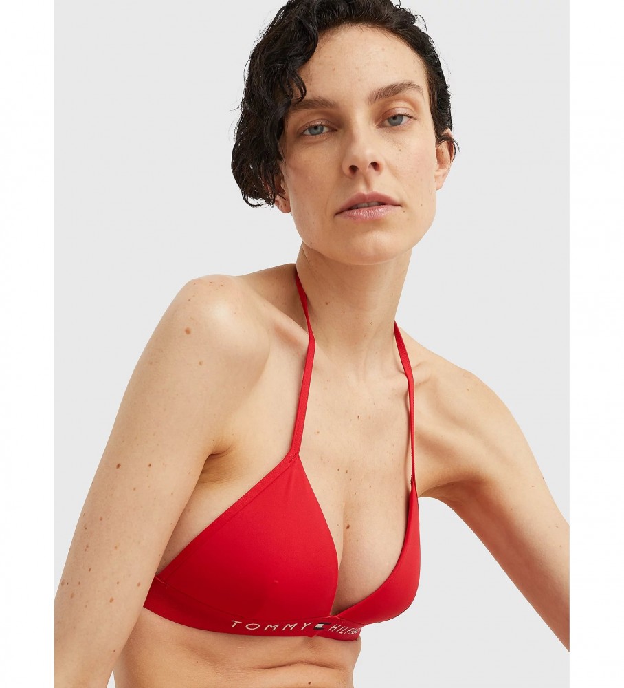Top de biquíni Tommy Hilfiger vermelho acolchoado