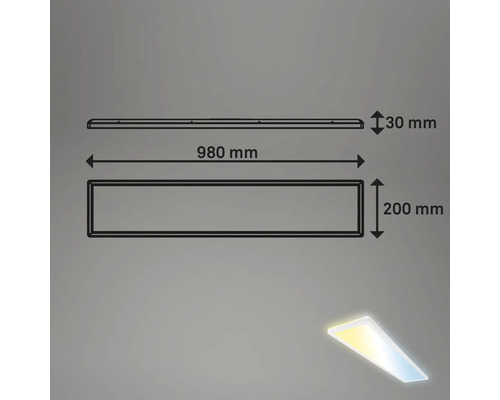 Dimbaar LED-paneel, 36W, 4800 lm, CCT verstelbaar, wit, 20x98 cm, slank design + afstandsbediening + achtergrondverlichting + nachtlampfunctie