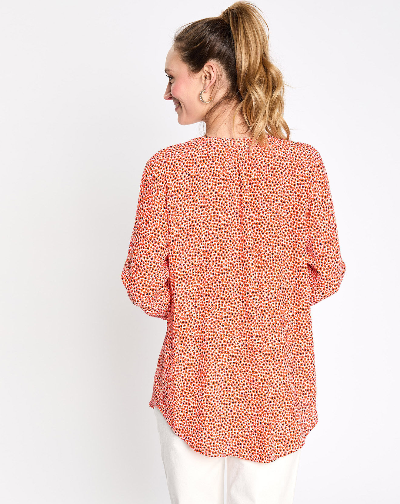 Esprit Chemise print micro fleurs orange
