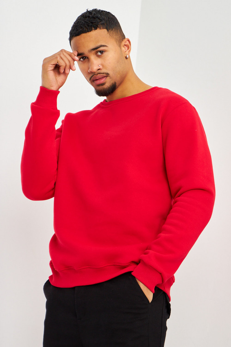 Sweat rouge col rond