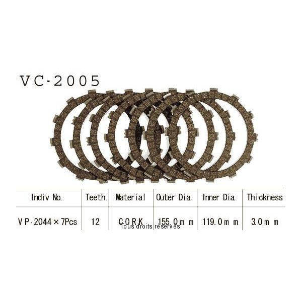 Kyoto - Disques garnis d'embrayage Cross VC2005