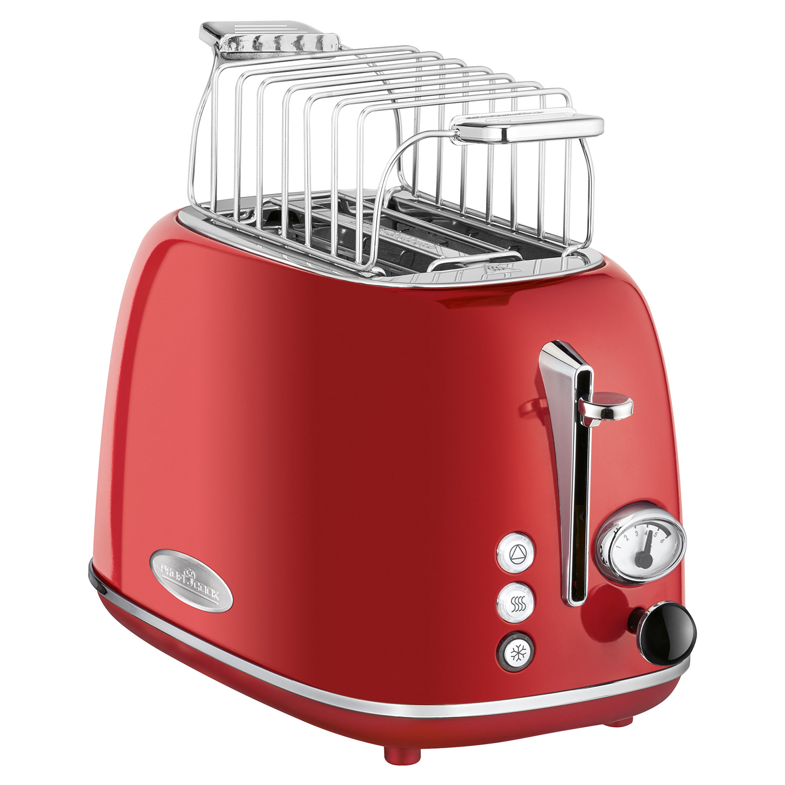 PROFICOOK 2 Scheiben-Toaster - rot-Edelstahl - mit Krümelschublade