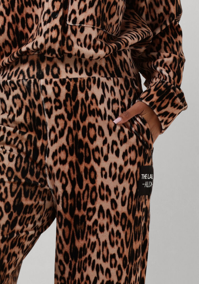 ALIX THE LABEL bruine alix the label wijde broek ladies woven leopard velvet pants
