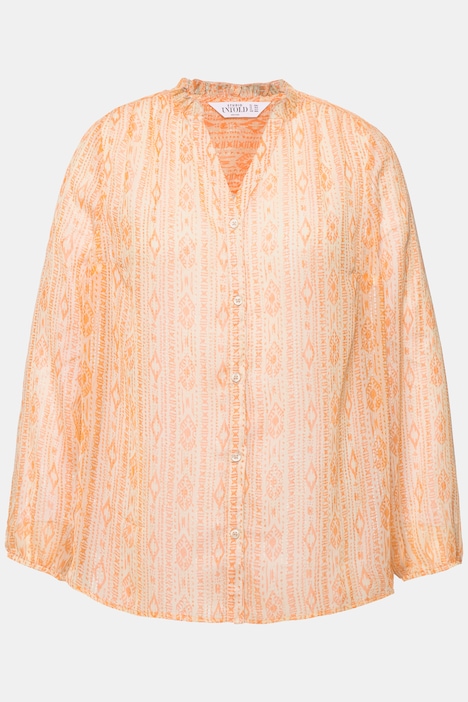 Bluse, Chiffon mit Print, Ballon-Langarm