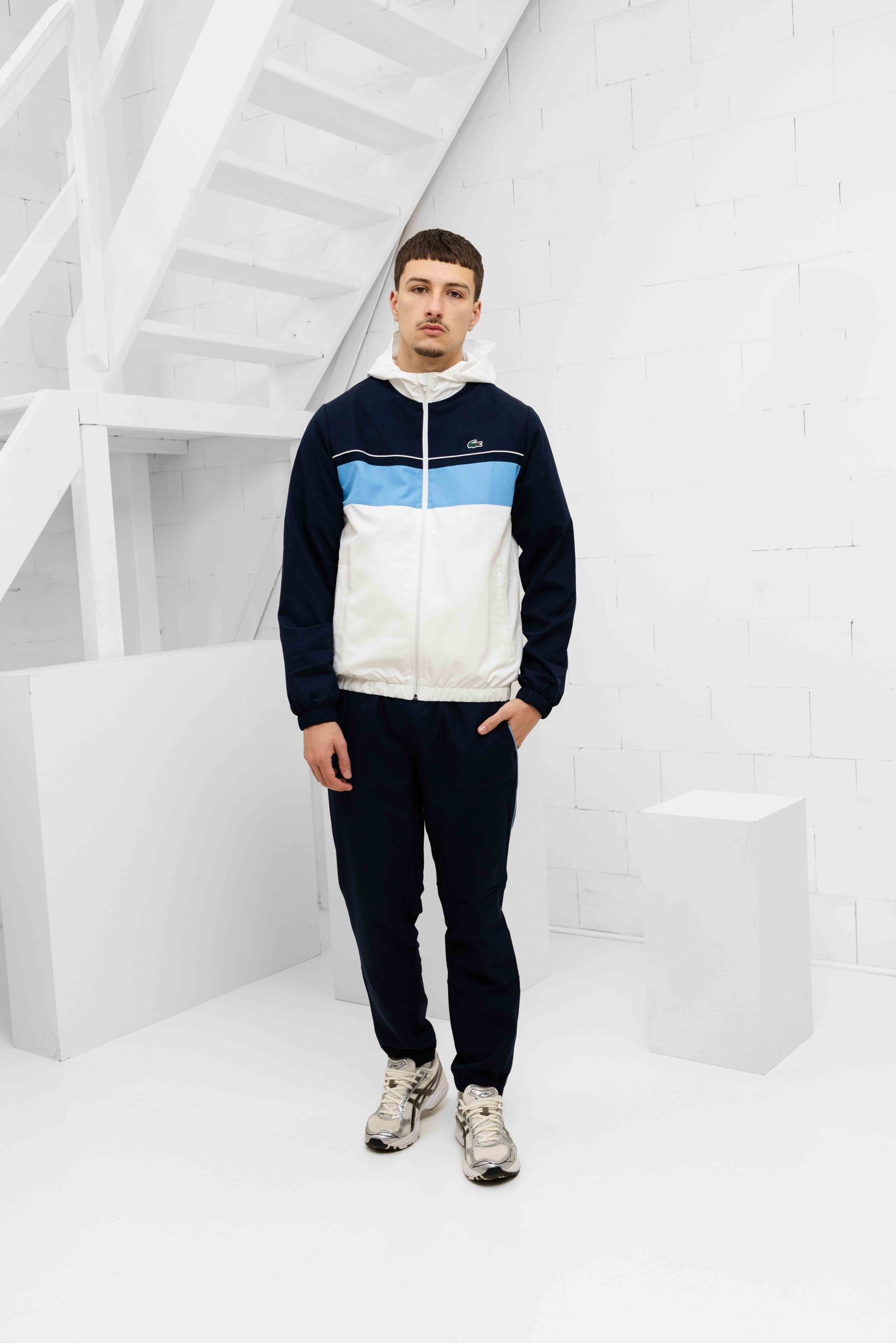 Lacoste Diamond Trainingspak Heren Wit/Lichtblauw