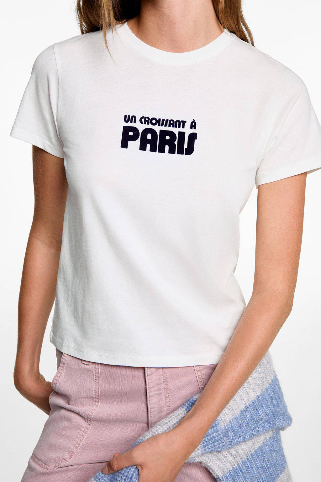 MANGO TEEN T-shirt met tekst naturel wit