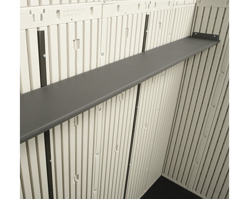LIFETIME tuinhuis met vloer, plank en luiken, 457 x 244 cm, lichtgrijs