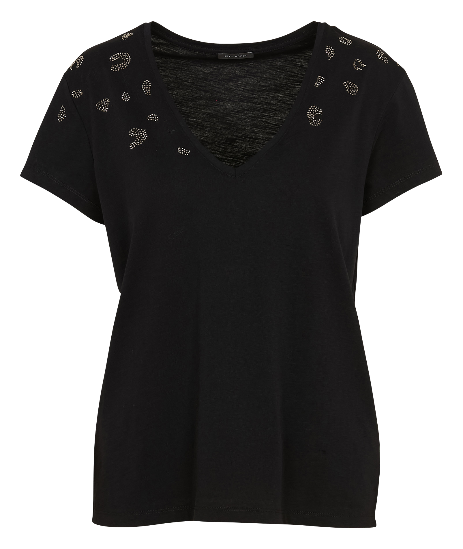 Tee-shirt clouté en coton | Noir