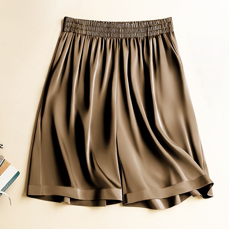 Fluffush - Effen satijnen shorts met elastische taille