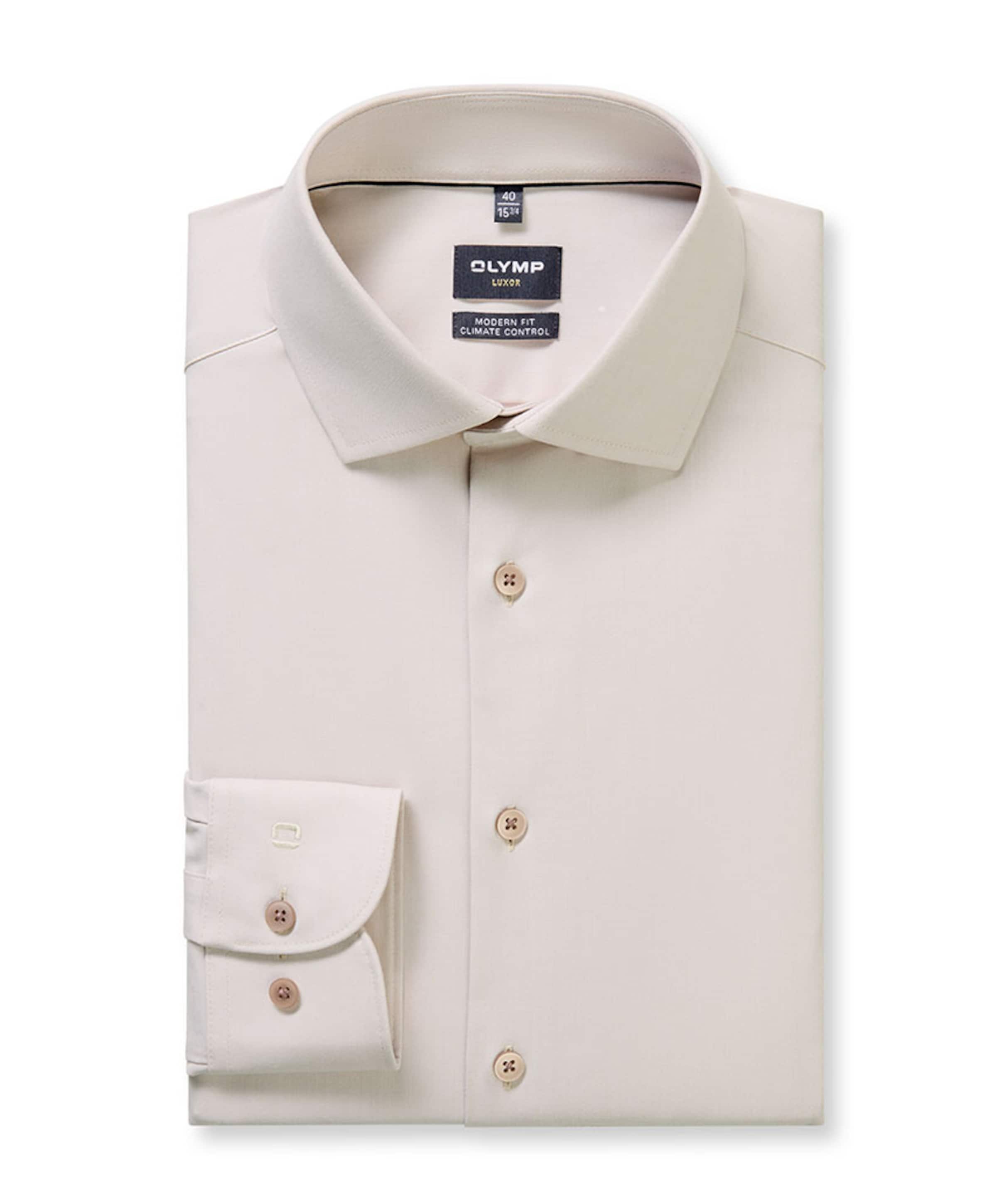 Olymp Modern fit Luxor Heren overhemd lange mouw beige