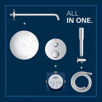 Grohe Precision Thermostat Perfect inbouw douchesysteem met Vitalio Rain Mono 310 hoofddouche rond Chroom