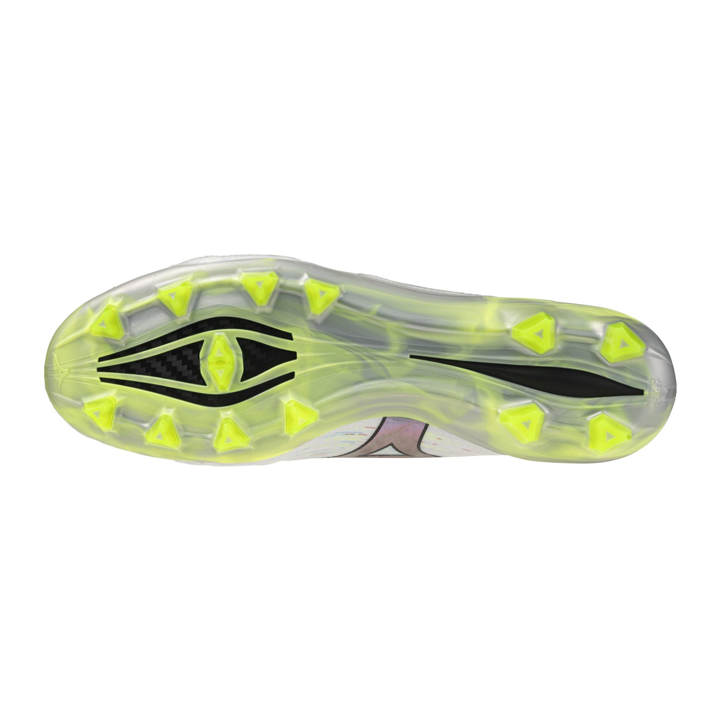 Mizuno Alpha II Elite Gras Voetbalschoenen (FG) Zilver Neongeel Zwart