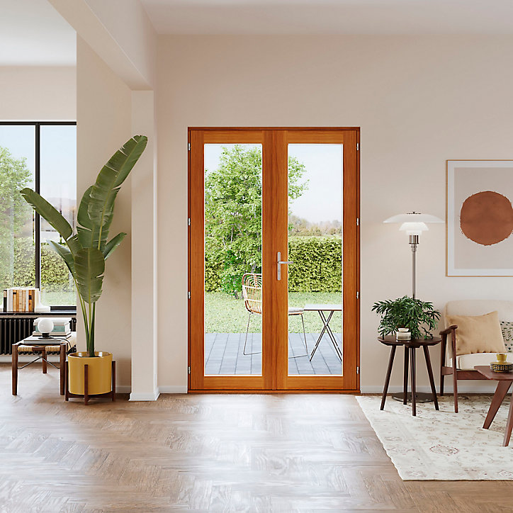 Porte fenêtre bois 2 vantaux GoodHome - l.120 x h.205 cm, tirant droit