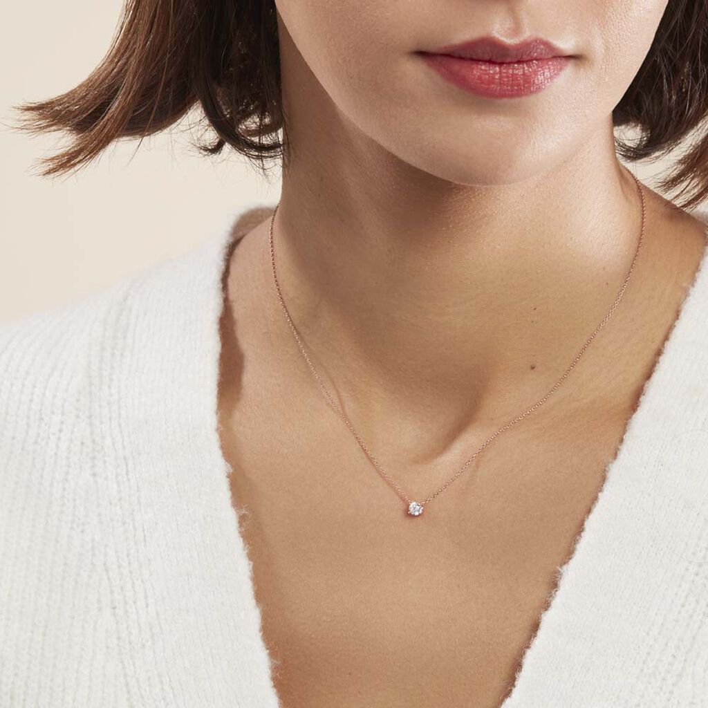 Collier Ponama Or Rose Oxyde De Zirconium