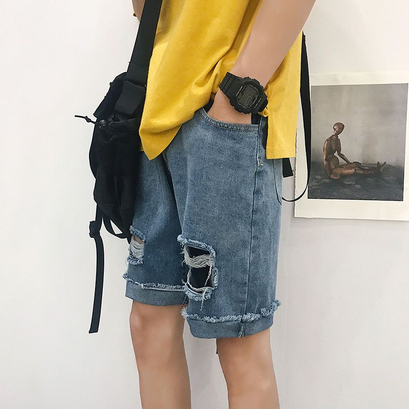 Wewewow - Gewassen, verweerde denim shorts