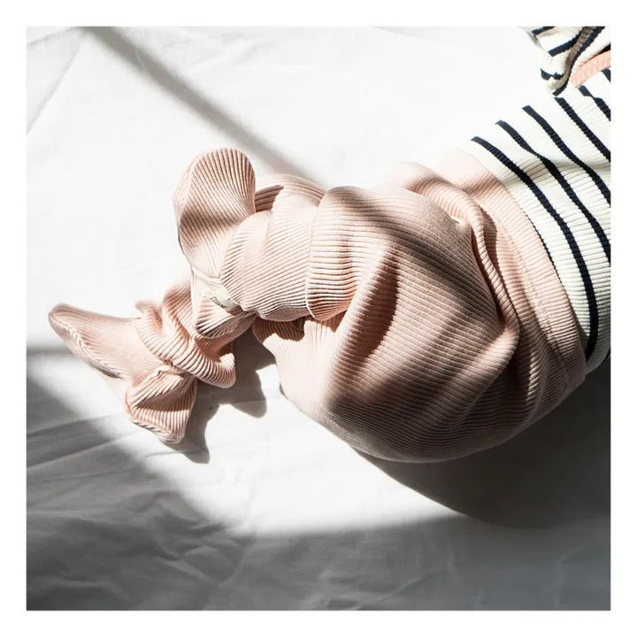 Minimalisma Collant Côtelé Coton et Soie Bamse | Rose pâle