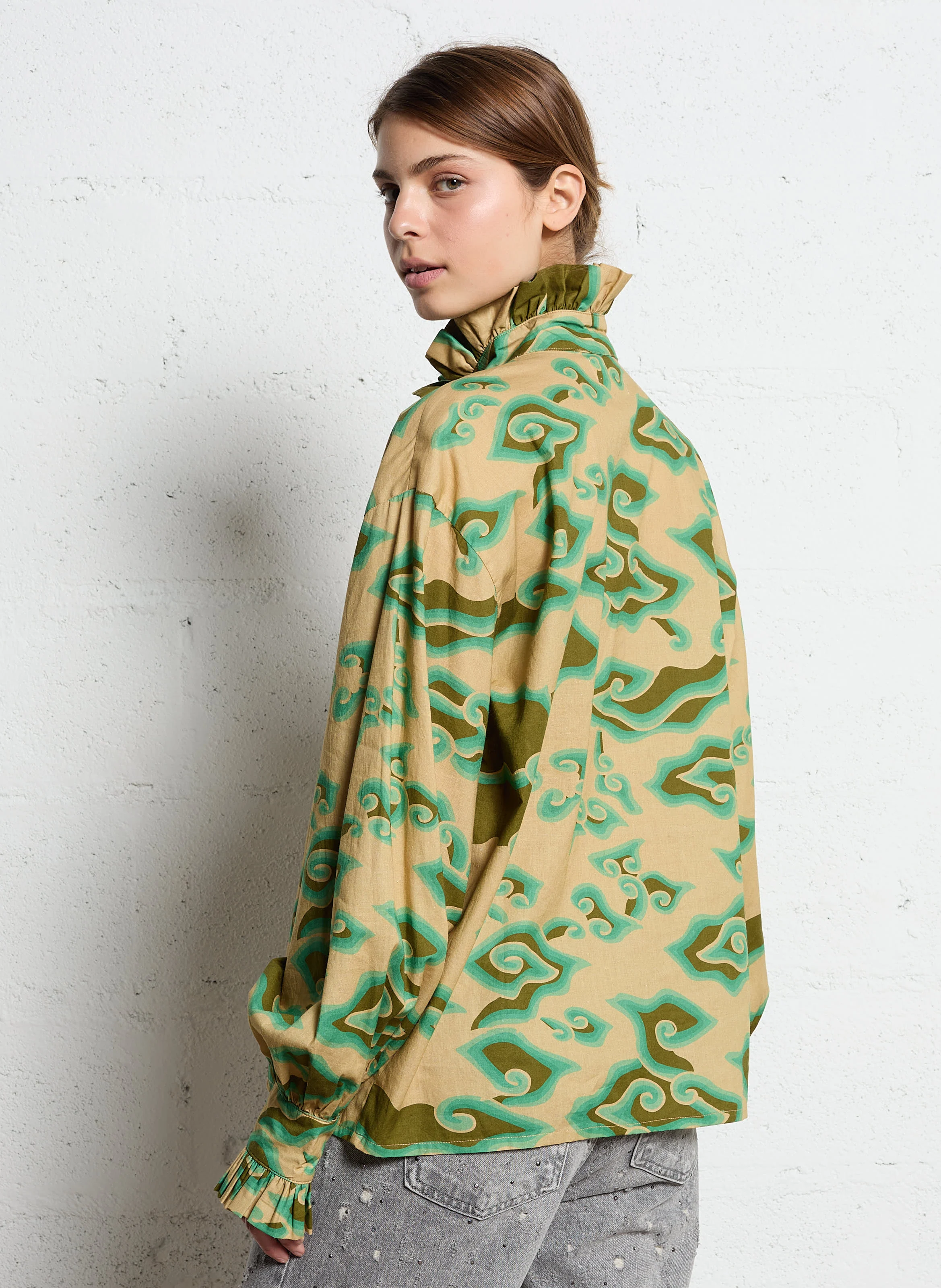 ECSTASY - Blouse imprimée en coton | Kaki