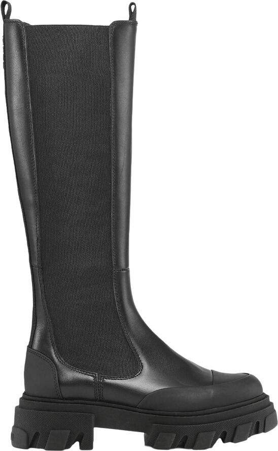 Ganni Cleated High Chelsea Boot Black Sti Black