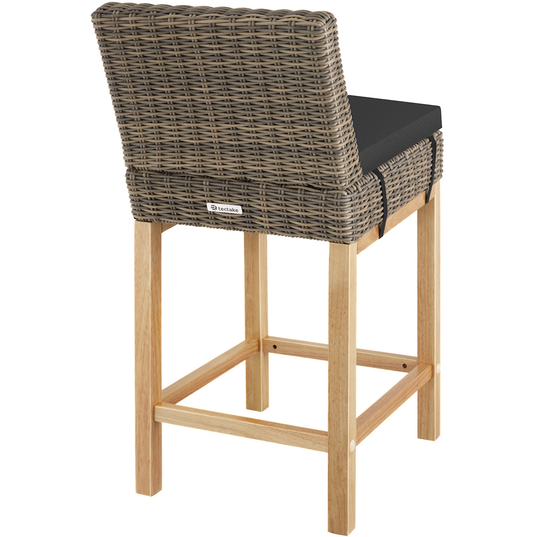tectake® Rattan Tisch Lovas mit 4 Stühlen Latina, mit Aluminiumgestellen, wetterfest und UV-beständig, Beine aus Holz