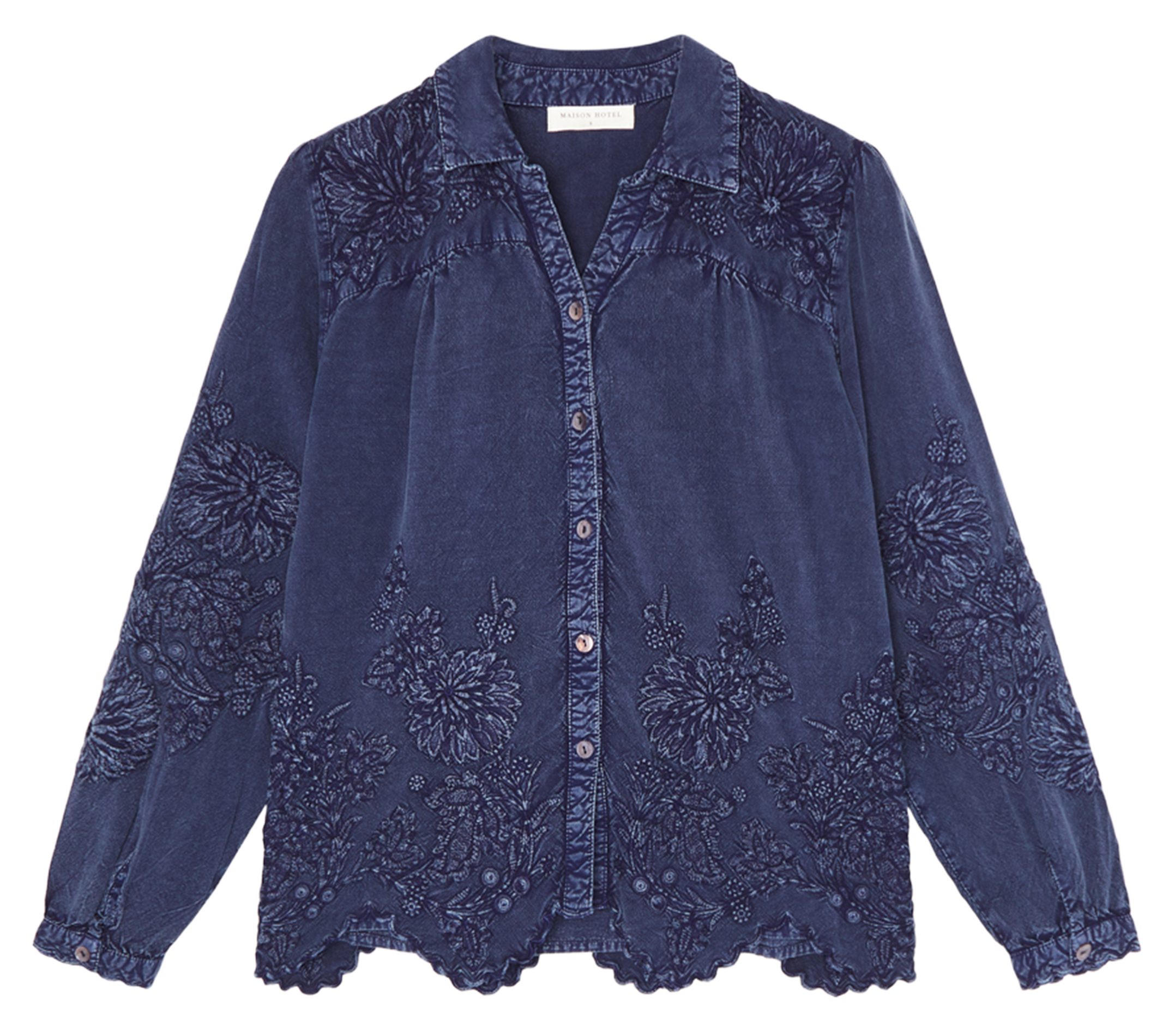 ARIANA - Chemise droite col classique en coton | Bleu