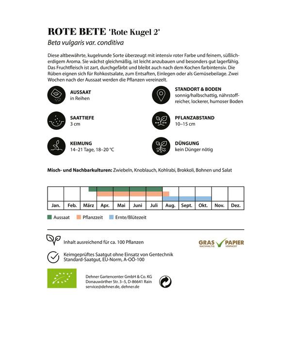 Dehner Bio-Saatgut Rote Bete 'Rote Kugel 2'