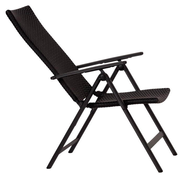 Havestol i sort aluminium og rattan