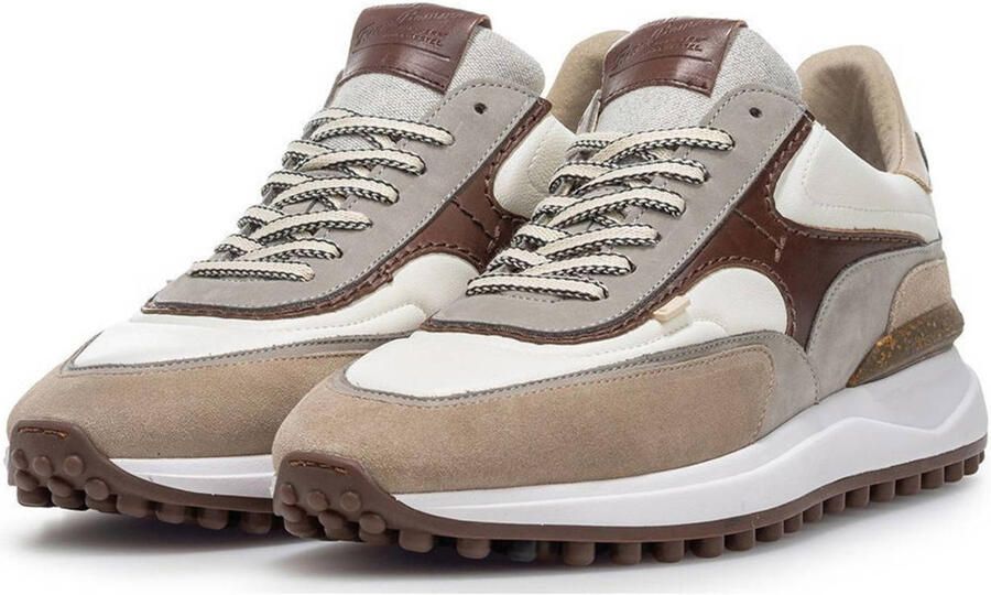 FLORIS VAN BOMMEL Lage Sneakers Heren Sfm-10207 Noppi Maat: 42⅔ Materiaal: Leer Kleur: Beige