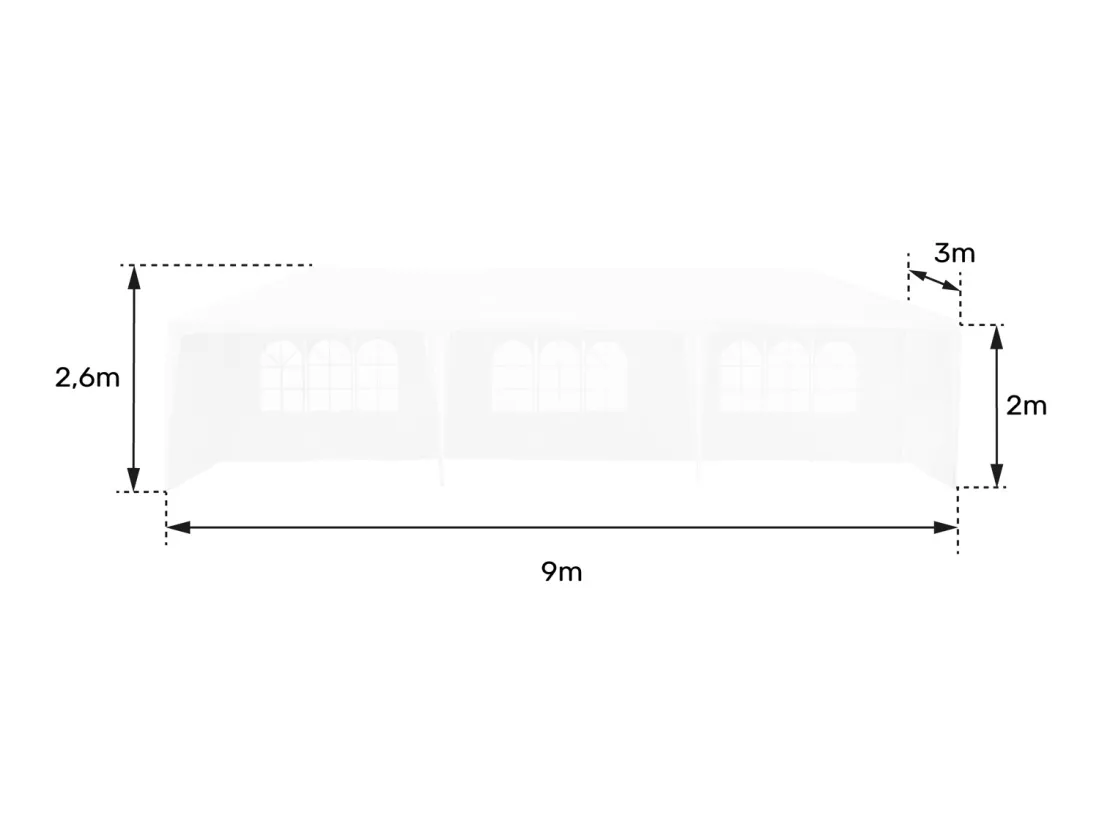 Tente de réception 3 × 9m ALIZÉ - HAPPY GARDEN