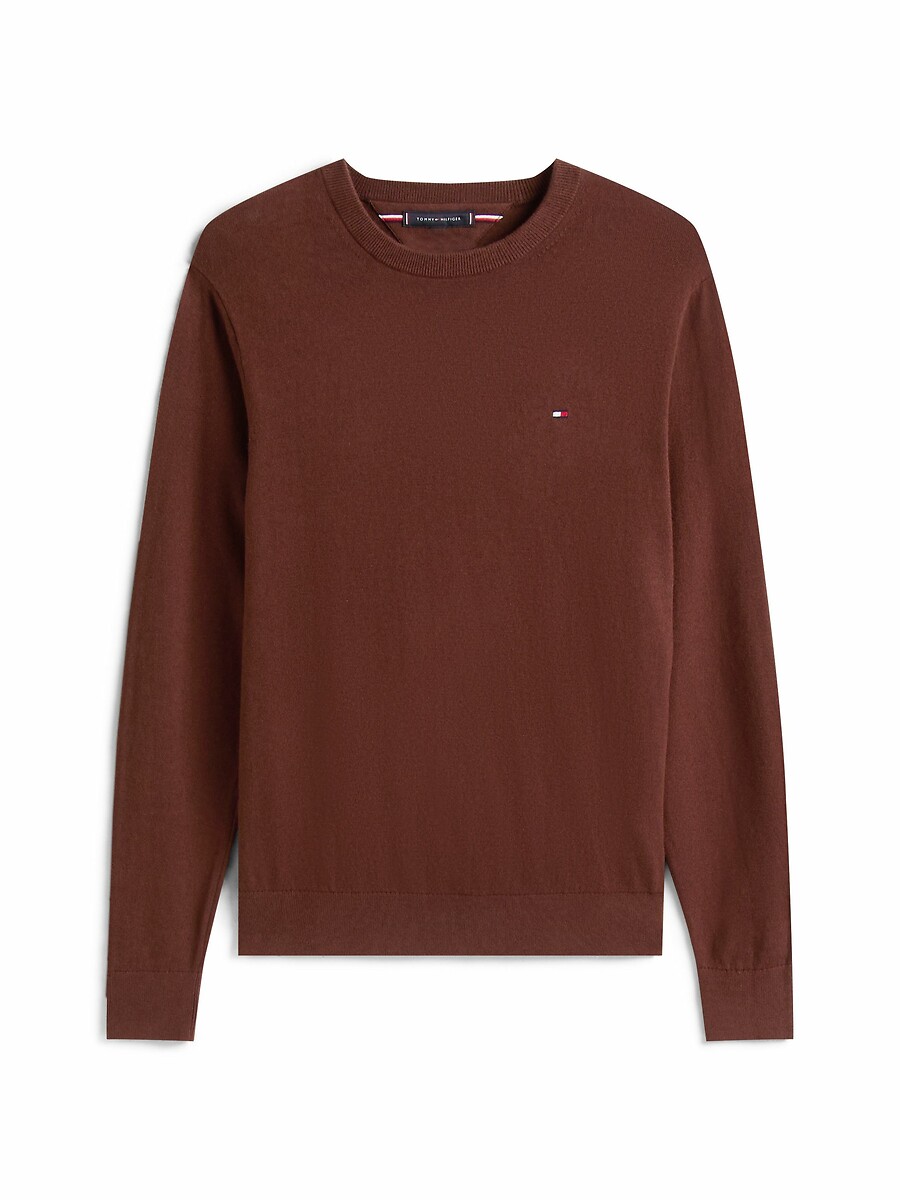 TOMMY HILFIGER<br>Suéter de gola redonda em algodão pima e cashmere