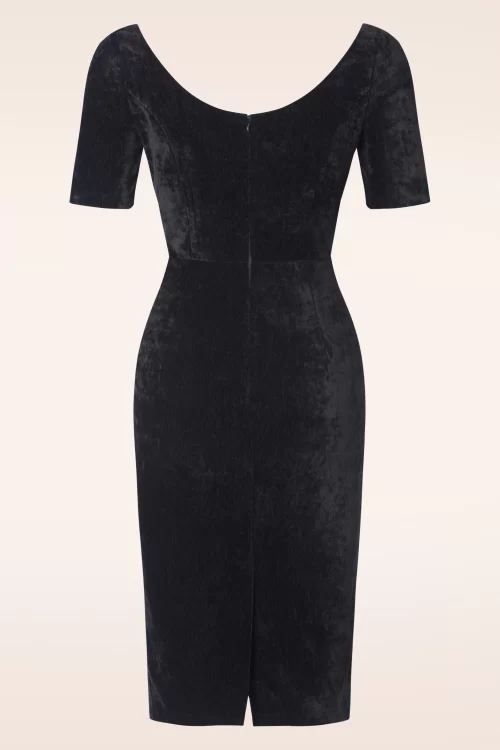 Banned Retro Edith fluwelen pencil jurk in zwart